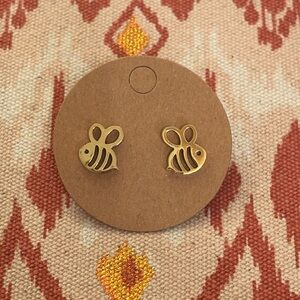 Small Gold Bee Stud Earrings